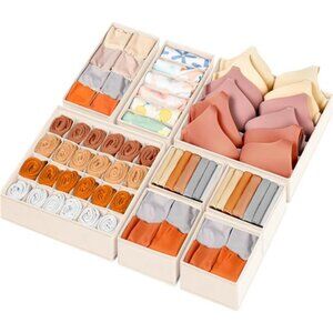 Drawer Organizer Bins 8 Pack Dresser Underwear Sock Baby Clothes Beige Nursery